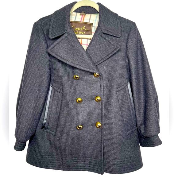 COACH 1941 Grey PeaCoat Wool Blend Size Medium - Picture 1 of 14